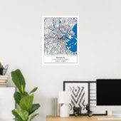 Boston Massachusetts USA Travel City Map Poster (Thuiskantoor)