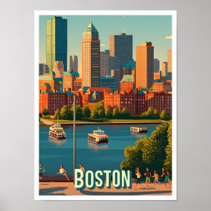 Boston Massachusetts Verenigde Staten Travel Illus Poster