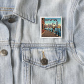  Boston Massachusetts Vierkante Button 5,1 Cm (In situ)