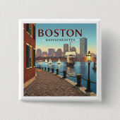  Boston Massachusetts Vierkante Button 5,1 Cm (Voorkant)