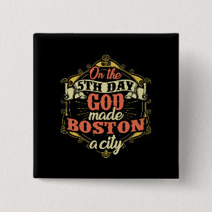 Boston Massachusetts Vierkante Button 5,1 Cm