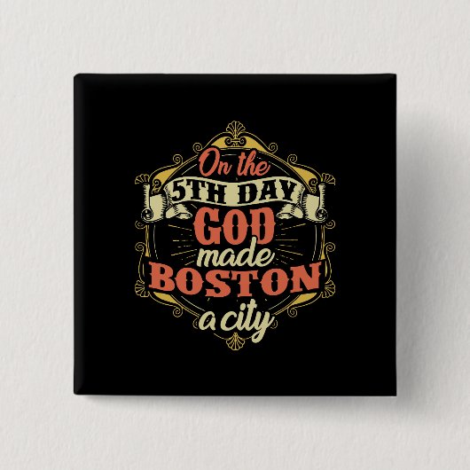 Boston Massachusetts Vierkante Button 5,1 Cm (Voorkant)