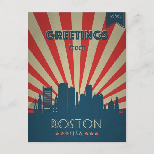 Boston Massachusetts Vintage Reizen adverteren Briefkaart (Voorkant)