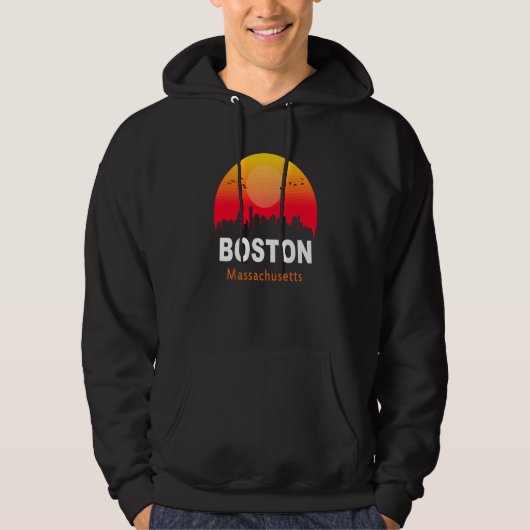 Boston Massachusetts Vintage Sunset Retro City Sta Hoodie (Voorkant)