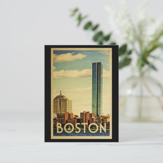 Boston Massachusetts Vintage Travel Briefkaart (Staand voorkant)