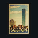 Boston Massachusetts Vintage Travel Briefkaart<br><div class="desc">Het ontwerp van Boston Massachusetts in Vintage Travel-stijl met de Boston Harbour en het skyline-uitzicht.</div>
