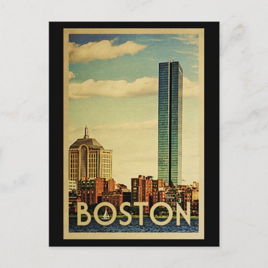 Boston Massachusetts Vintage Travel Briefkaart (Voorkant)