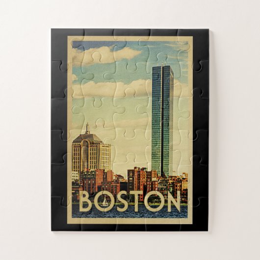 Boston Massachusetts Vintage Travel Legpuzzel (Verticaal)