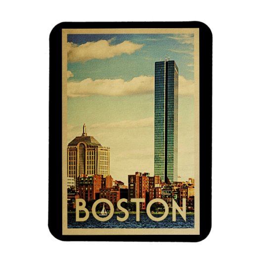 Boston Massachusetts Vintage Travel Magneet (Verticaal)