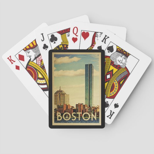 Boston Massachusetts Vintage Travel Pokerkaarten (Achterkant)