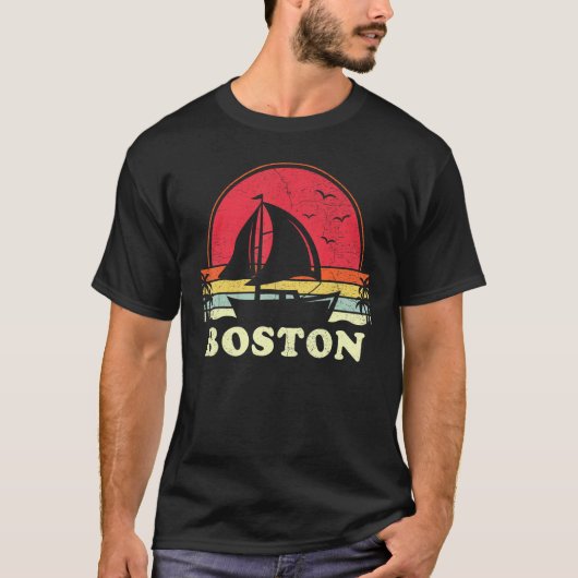 Boston Massachusetts Zeilboot Vaar Kapitein Sai T-shirt (Voorkant)