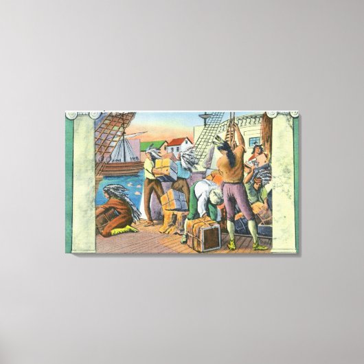 Boston, MassachusettsBoston Tea Party Scene Canvas Afdruk (Voorkant)