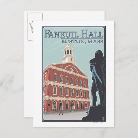 Boston, MassachusettsFaneuil Hall Uitzicht Briefkaart (Voorkant / Achterkant)