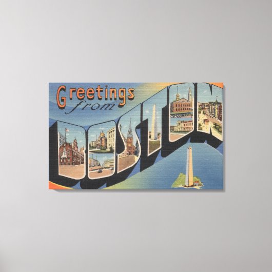 Boston, MassachusettsLarge Letter Scenes 3 Canvas Afdruk (Voorkant)
