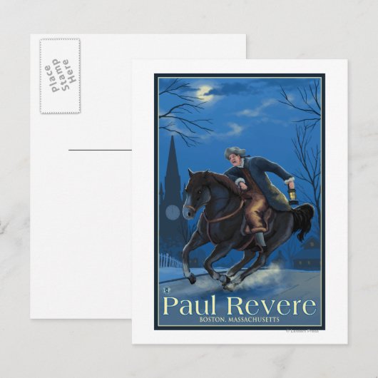 Boston, MassachusettsPaul Revere's Ride Briefkaart (Voorkant / Achterkant)