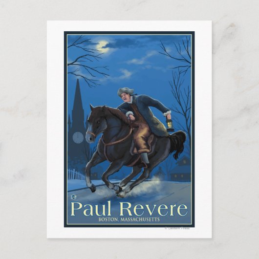 Boston, MassachusettsPaul Revere's Ride Briefkaart (Voorkant)