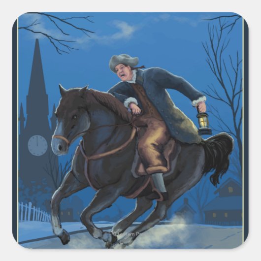 Boston, MassachusettsPaul Revere's Ride Vierkante Sticker (Voorkant)