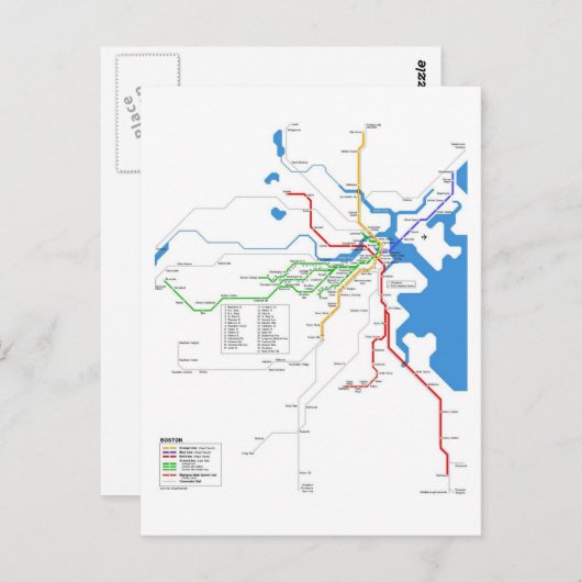 Boston-metro Briefkaart (Voorkant / Achterkant)