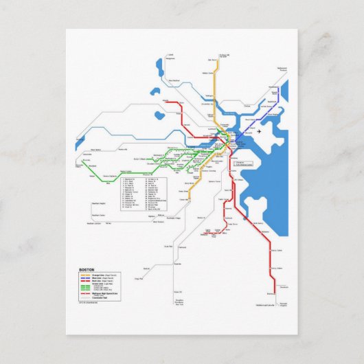 Boston-metro Briefkaart (Voorkant)