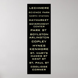 Boston Metro Subway Sign Art - Groene lijn Poster