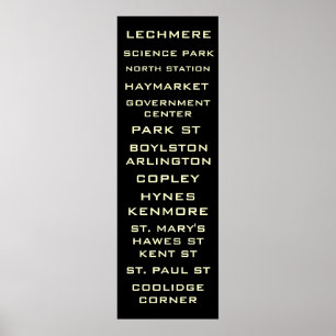 Boston Metro Subway Sign Art - Groene lijn Poster