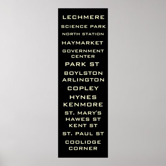 Boston Metro Subway Sign Art - Groene lijn Poster (Voorkant)