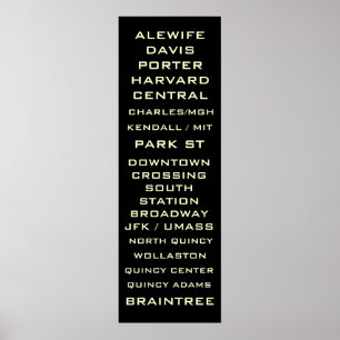 Boston Metro Subway Sign Art - Redline Poster