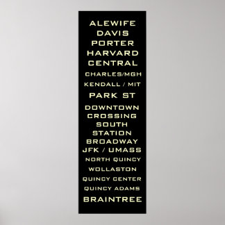 Boston Metro Subway Sign Art - Redline Poster