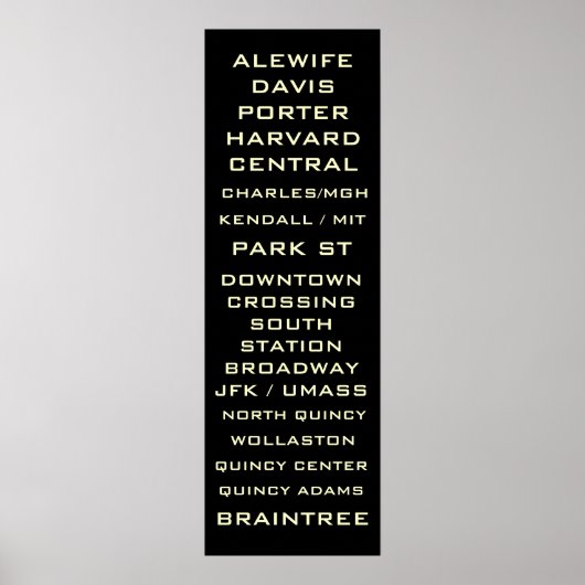 Boston Metro Subway Sign Art - Redline Poster (Voorkant)