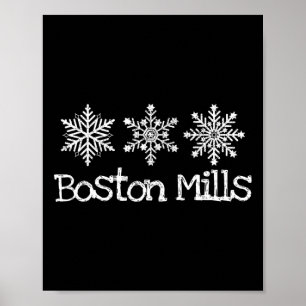 Boston Mills Ohio Skiër Winterskiën Sneeuwvlok Poster