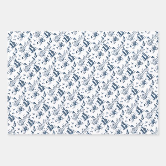 Boston Navy Gift Wrap Set Inpakpapier Vel (Voorkant 3)