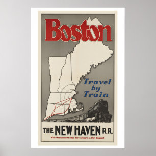 Boston New Haven Railroad Vintage Reisposter Poster
