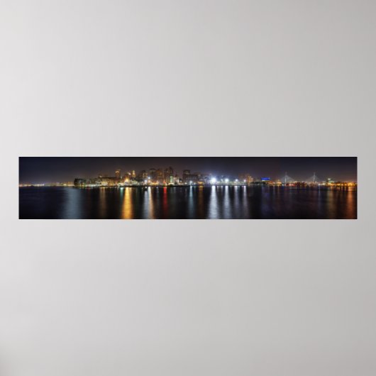 Boston Night Skyline Poster (Voorkant)