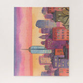 Boston North End | Watercolor MA Cityscape Legpuzzel (Verticaal)
