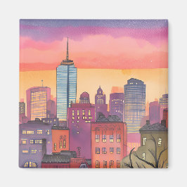 Boston North End Watercolor MA Stadsgezicht Magneet