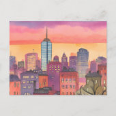 Boston North End | Waterverf MA Cityscape Briefkaart (Voorkant)