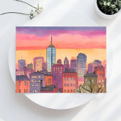 Boston North End | Waterverf MA Cityscape Briefkaart