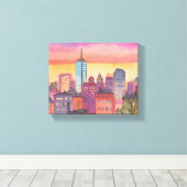 Boston North End | Waterverf MA Cityscape Canvas Afdruk (Insitu (Houten vloer))