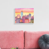 Boston North End | Waterverf MA Cityscape Canvas Afdruk (Insitu (Woonkamer))