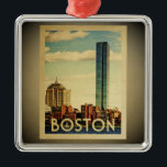 Boston Ornament Vintage Travel Skyline<br><div class="desc">Een uniek ornament in Boston Massachusetts met de haven met de skyline in het centrum.</div>