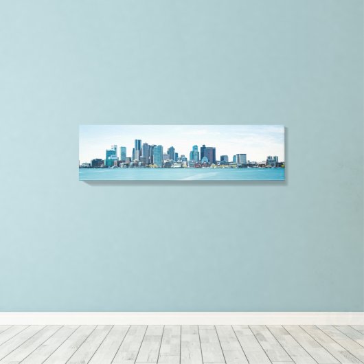Boston Panoramic Skyline Harbour Uitzicht Canvas P (Insitu (Houten vloer))