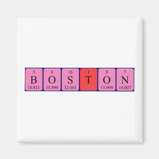 Boston periodieke table name magnet (Voorkant)