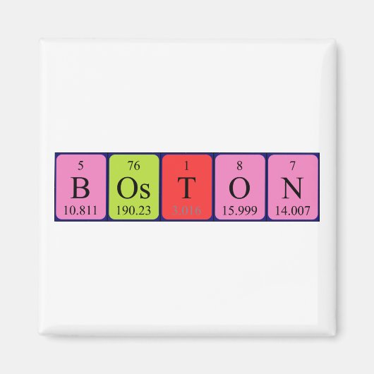 Boston periodieke table name magnet (Voorkant)