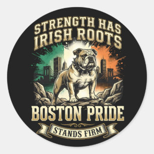 Boston Pride Ierse Roots Bulldog Ronde Sticker