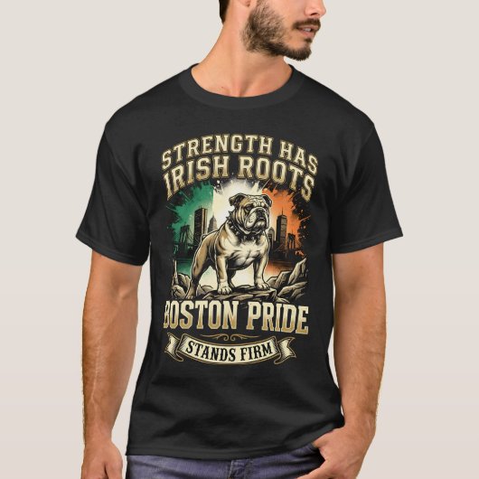Boston Pride Irish Roots Bulldog T-shirt (Voorkant)