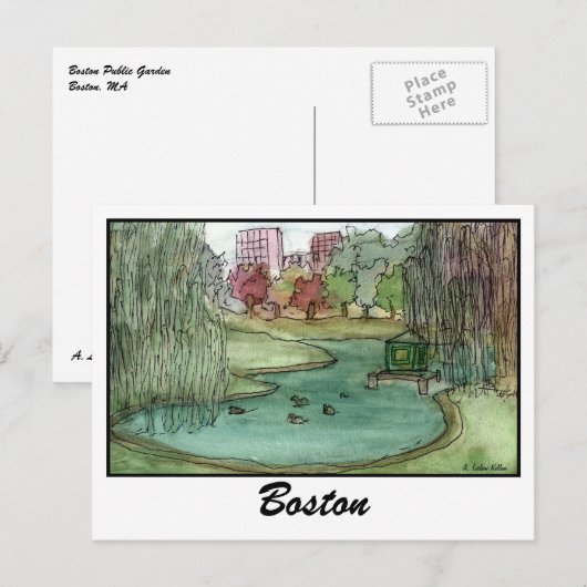 Boston Public Garden Briefkaart (Voorkant / Achterkant)