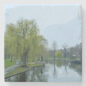 Boston Public Garden Massachusetts Painting Stenen Onderzetter (Voorkant)