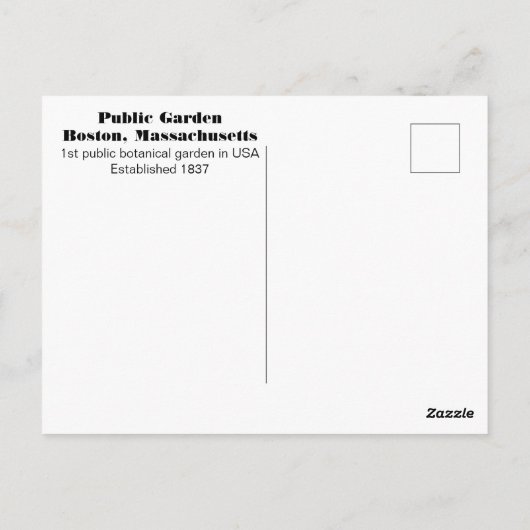Boston Public Garden Massachusetts Reizen Briefkaart (Achterkant)