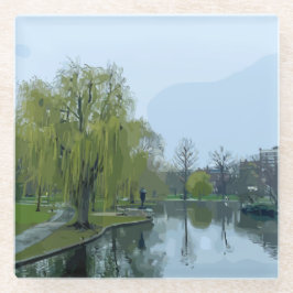Boston Public Garden Massachusetts Schilderij Glazen Onderzetter