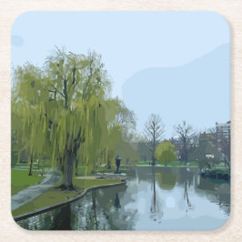 Boston Public Garden Massachusetts Schilderij Kartonnen Onderzetters